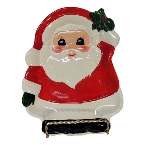 Vintage Christmas Santa Clause Candy Dish ceramic Josep Originals Korea Rare - Picture 1 of 5